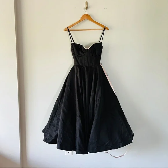 New House of CB Mademoiselle Black Tulle Midi Dress Size XS Big Cup